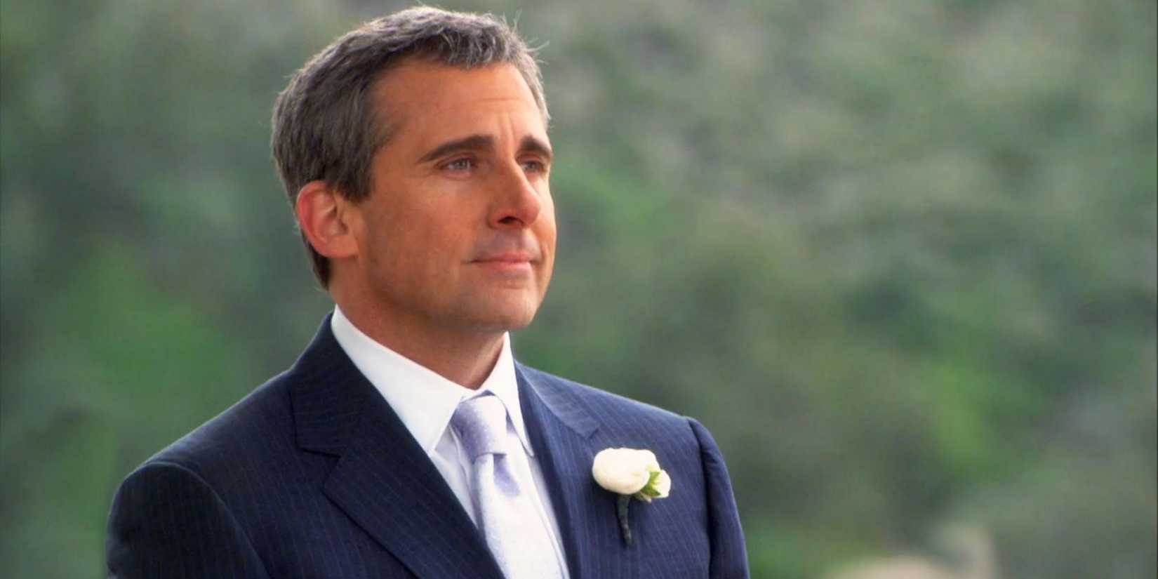 Michael Scott proudly watching Dwight and Angela get married in The Office finale.