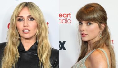 Miley Cyrus and Taylor Swift at the iHeartRadio Music Awards.