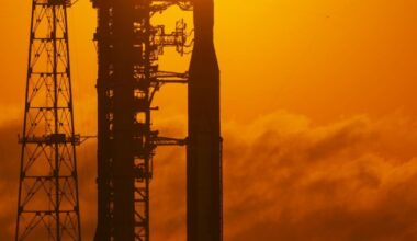 NASA.s SLS Rocket Stands on Complex 39B at The Kennedy Space Center, Florida