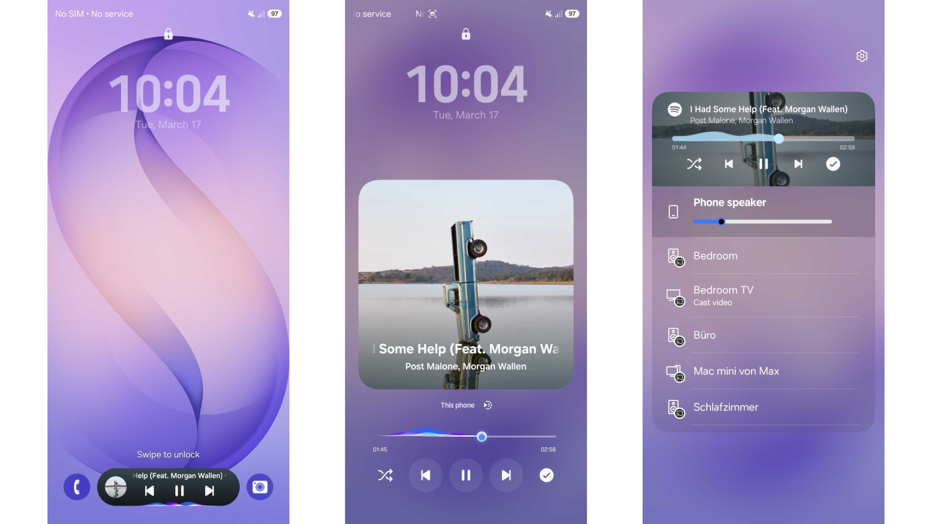 one ui 9 lock screen media player widget progress bar cast