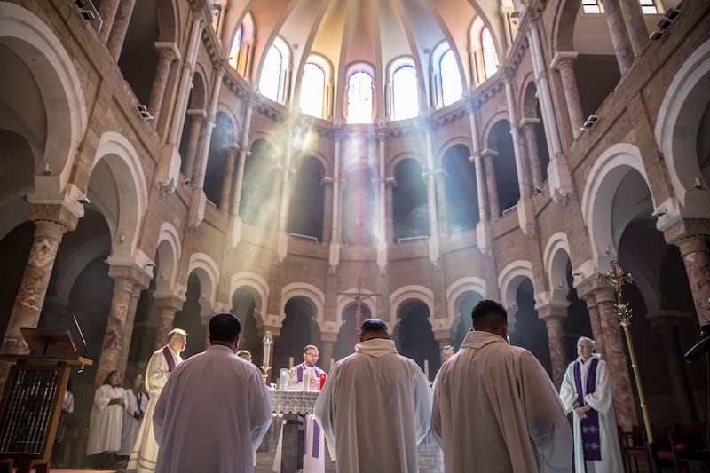 St Joseph Catholic Church in Monot, Beirut, is sheltering 160 displaced people - migrant workers and their families. Photograph: Sally Hayden