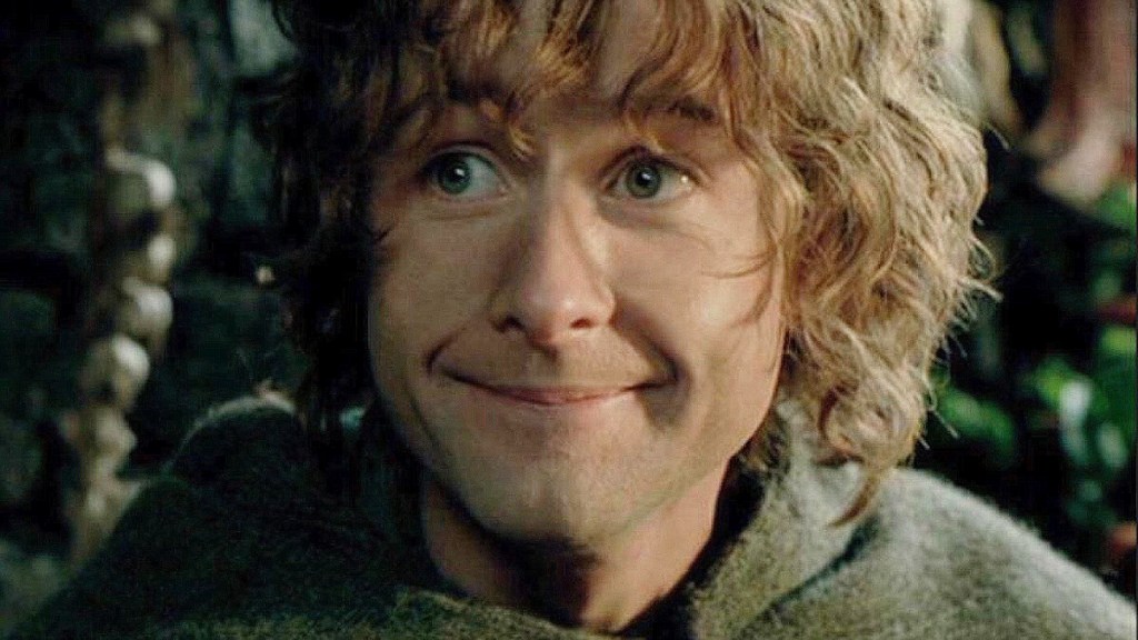 Pippin smiling in The Lord of the Rings