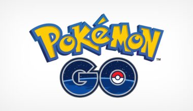 The Pokémon GO logo features "Pokémon" in bold, yellow letters with a blue outline above "GO," with the "O" designed as a Poké Ball against a starry night background.