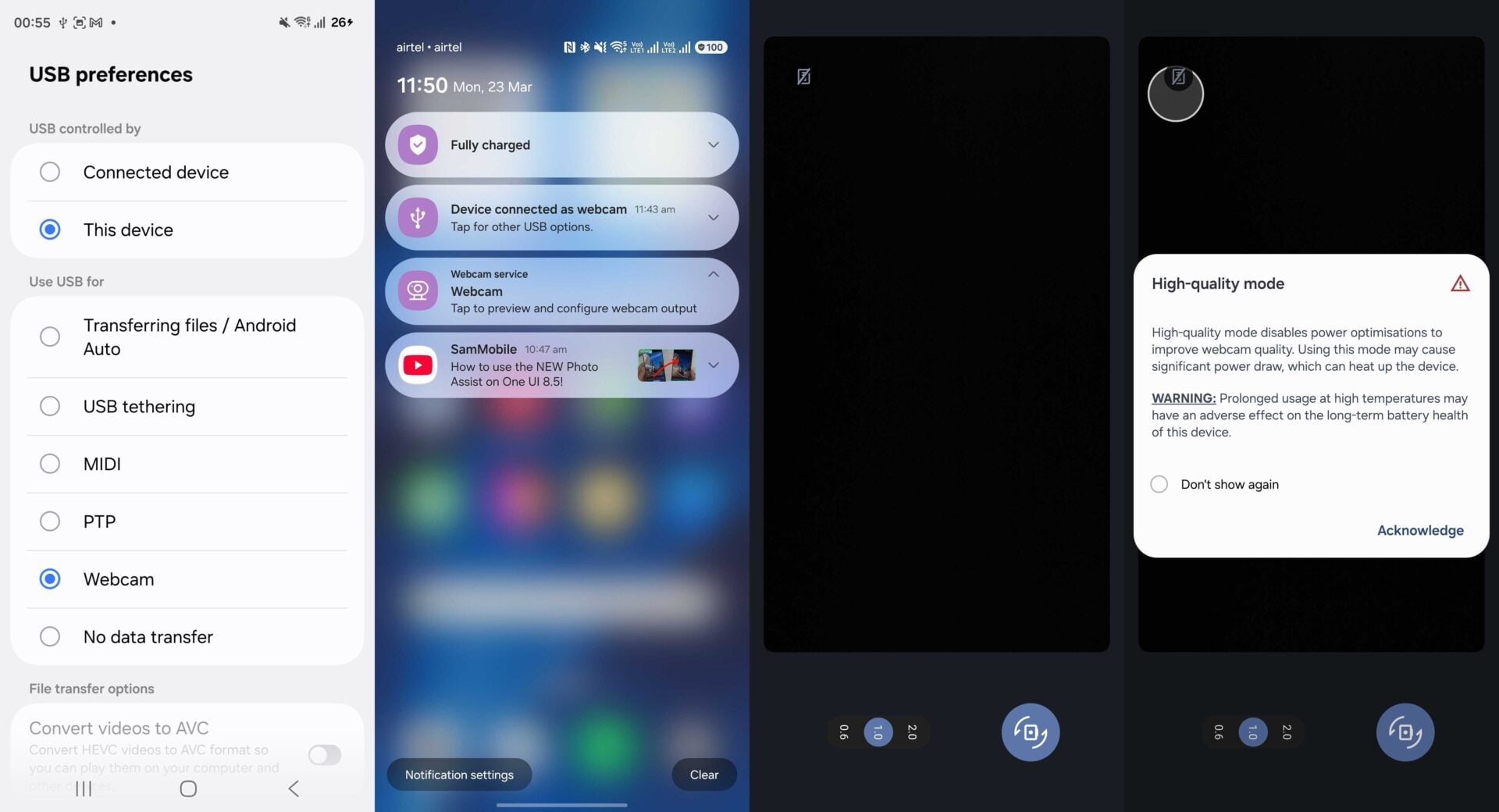 samsung one ui 8.5 wired webcam computer