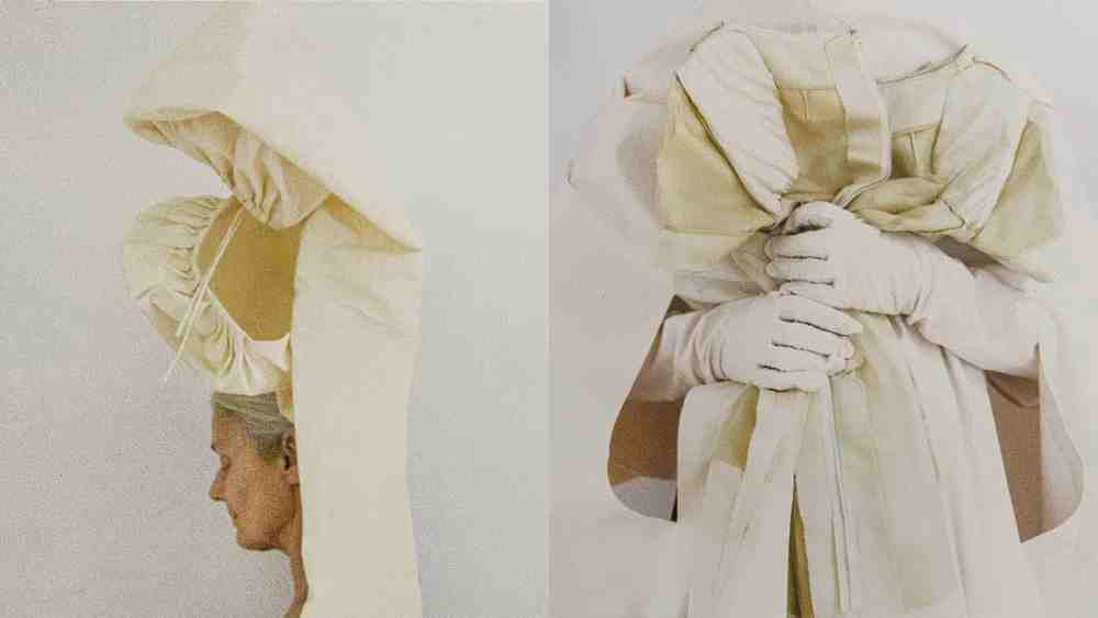 A model-performer from Olivier Saillard's "Living Museum oif Fashion" at the Cartier Foundation for Contemporary Art in Paris