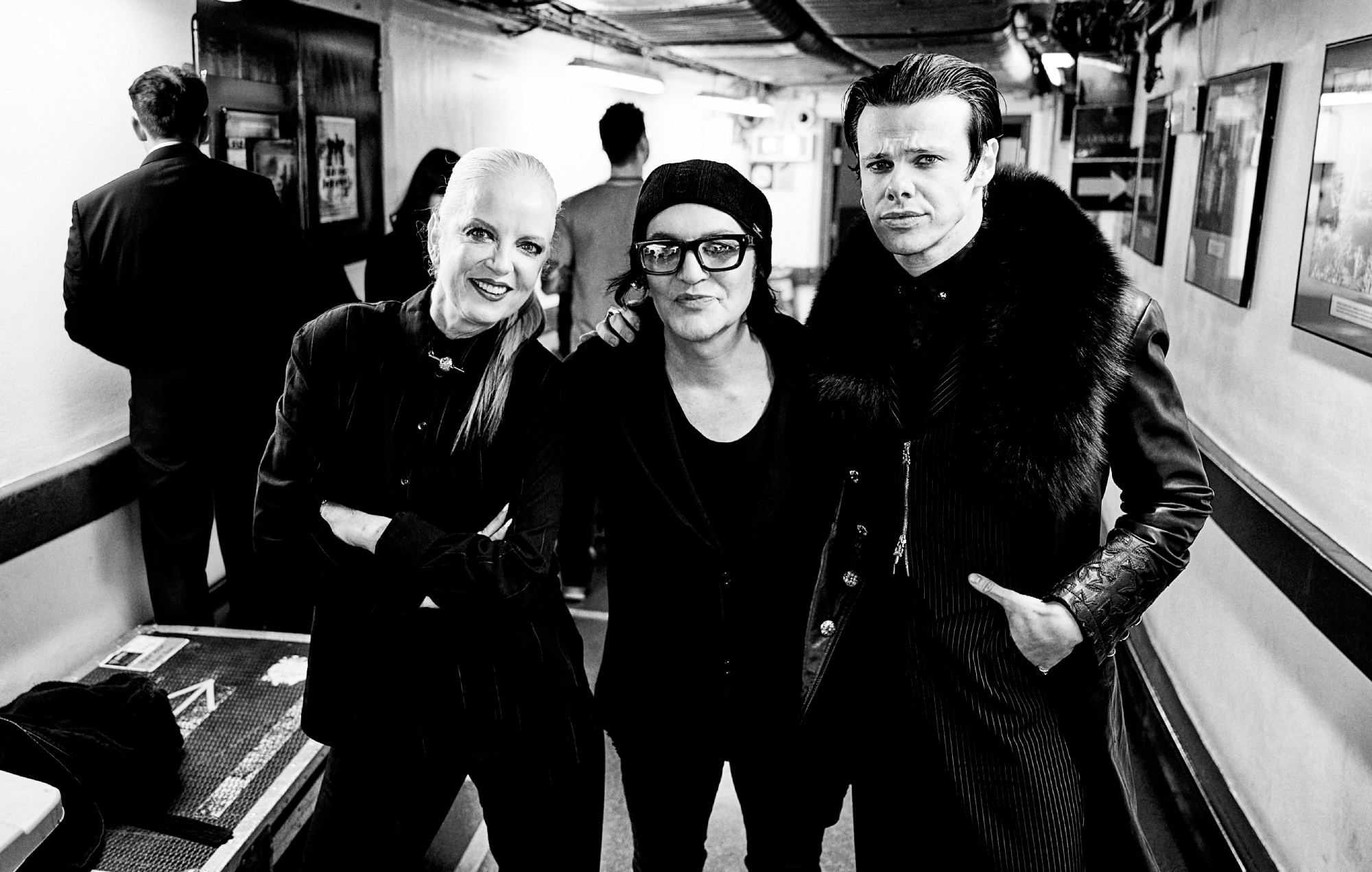 Garbage's Shirley Manson and Placebo's Brian Molko with Yungblud backstage at Royal Albert Hall for the Robert Smith curated Teenage Cancer Trust gig series. Credit: Scarlet Page 