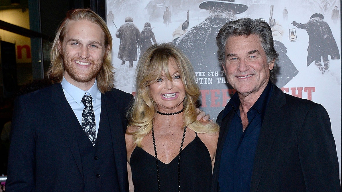 Wyatt Russell, Goldie Hawn, and Kurt Russell posing together