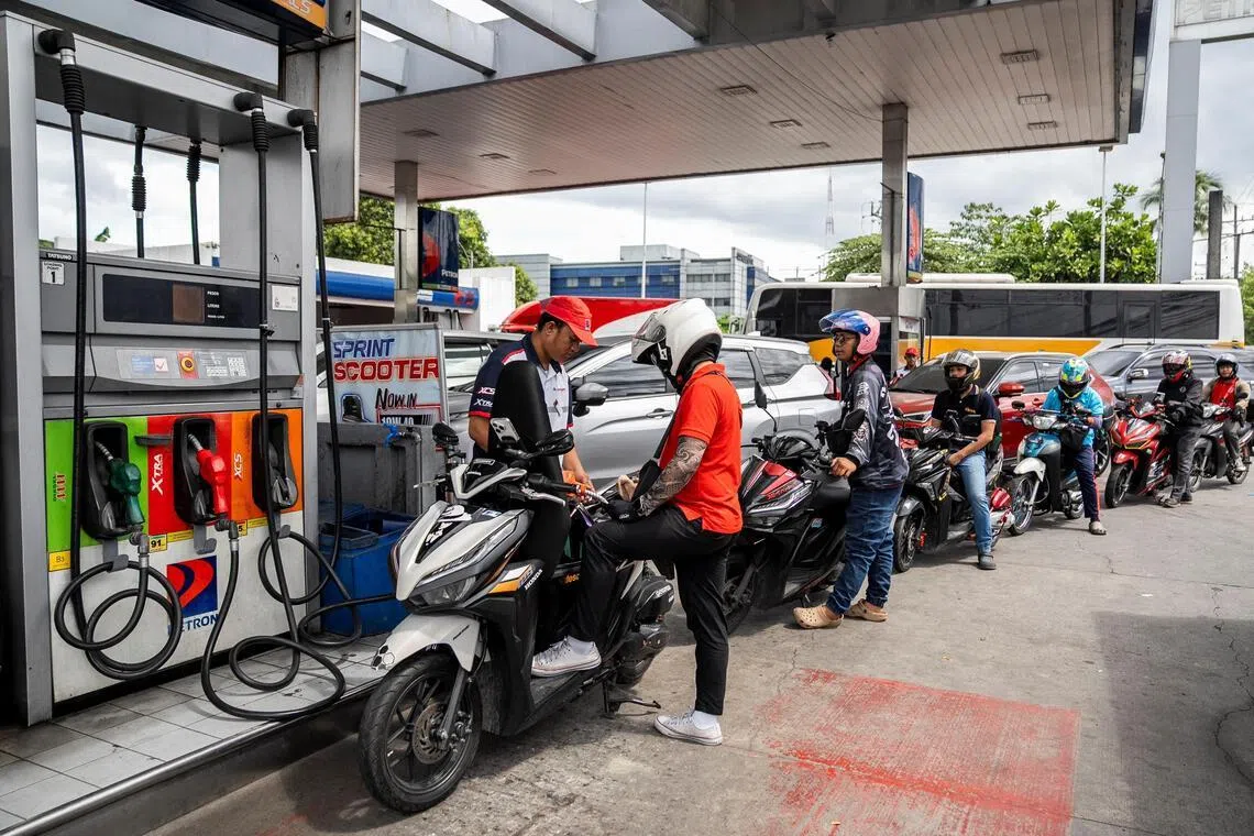 A queue at a petrol station in Quezon City, Metro Manila, in the Philippines on March 9.