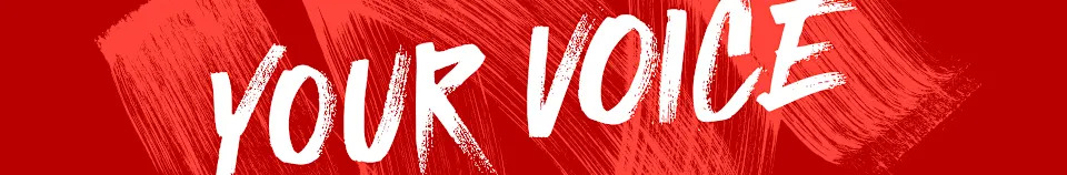 Red BBC Your Voice banner image. Your Voice is written in white in a marker pen style font. The writing is against a red background.
