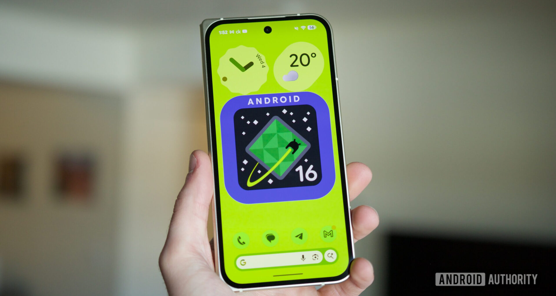 Android 16 logo on a phone running Android 16 QPR3.