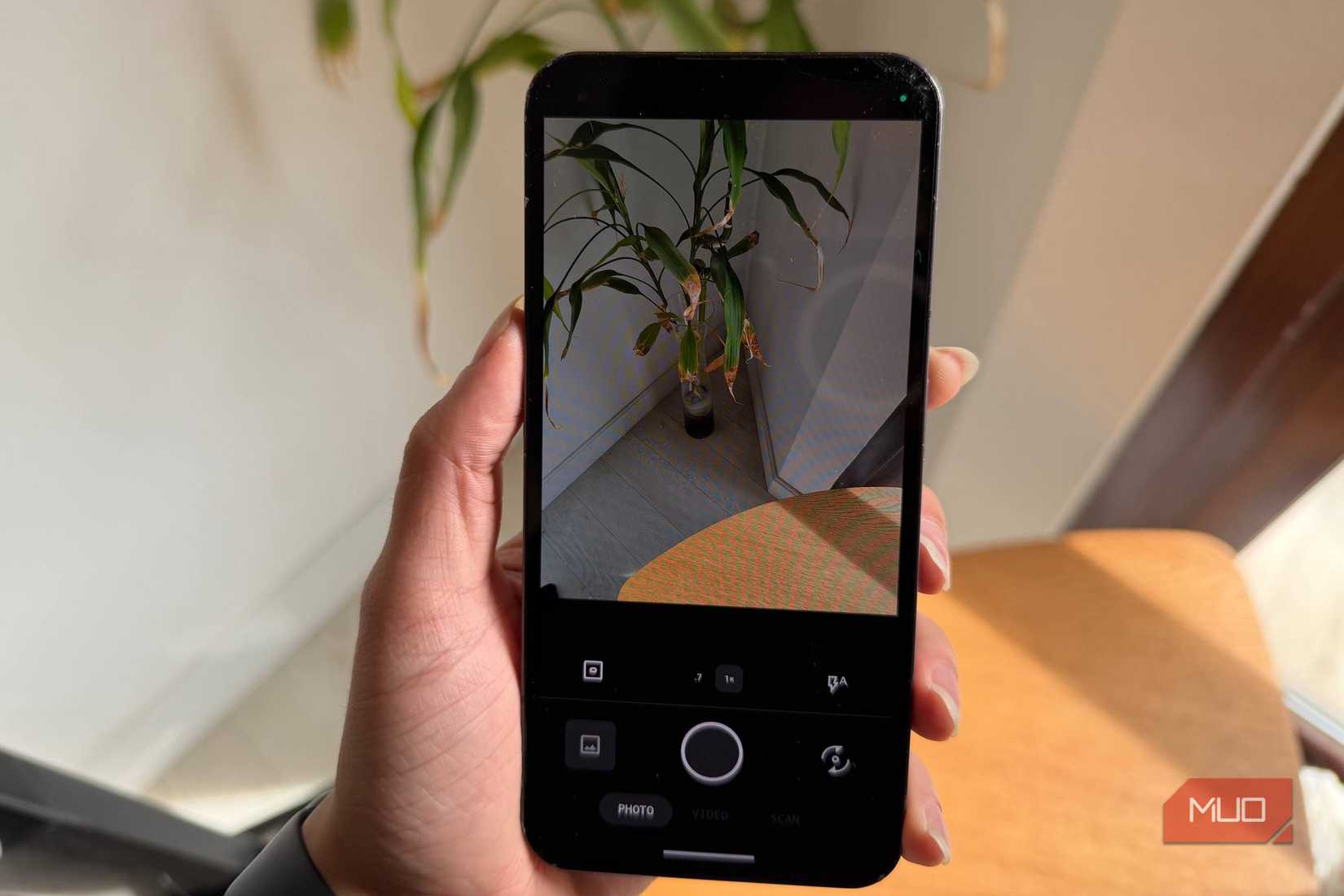 Android phone running LineageOS showing the camera app