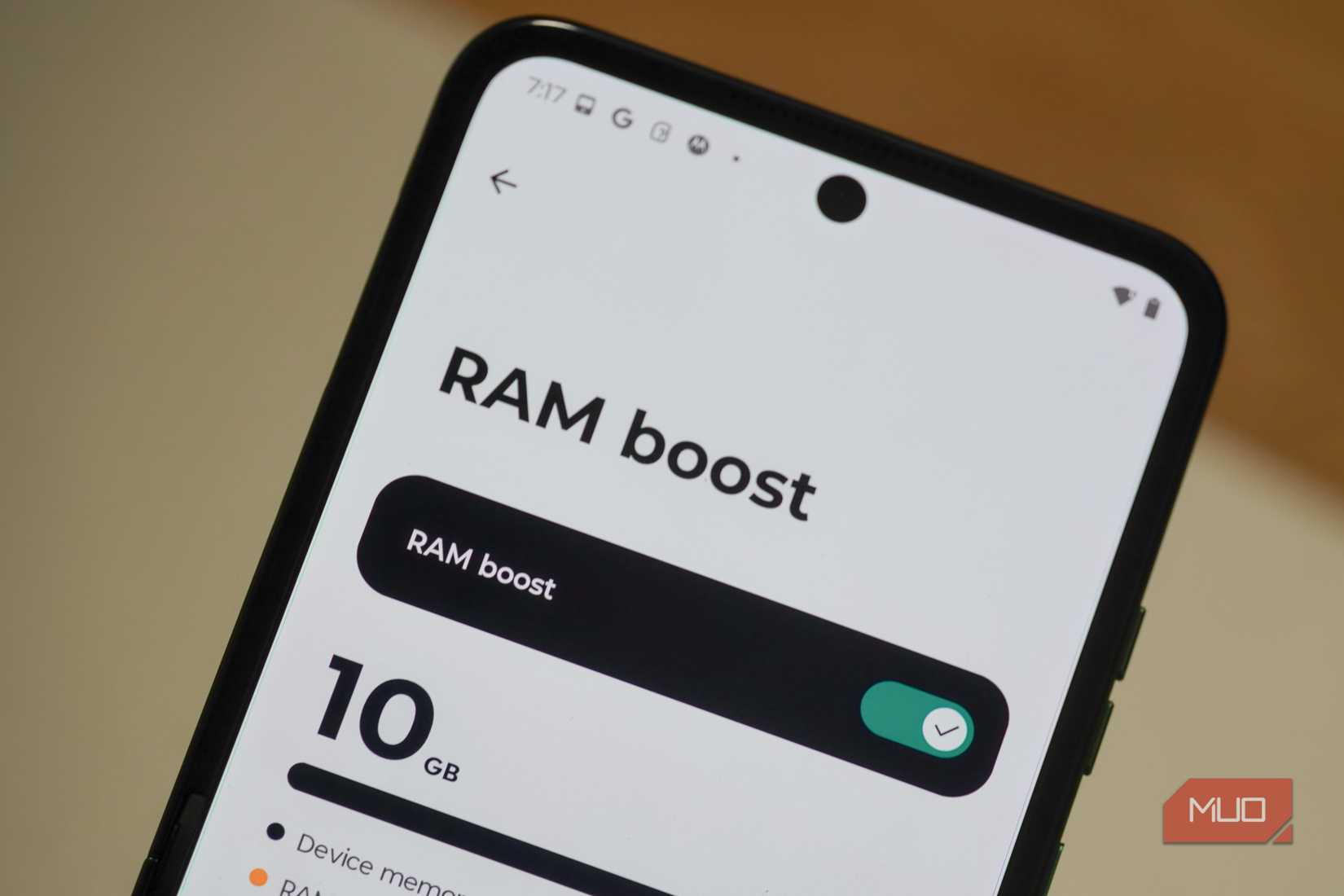 RAM Boost on a Motorola phone. 