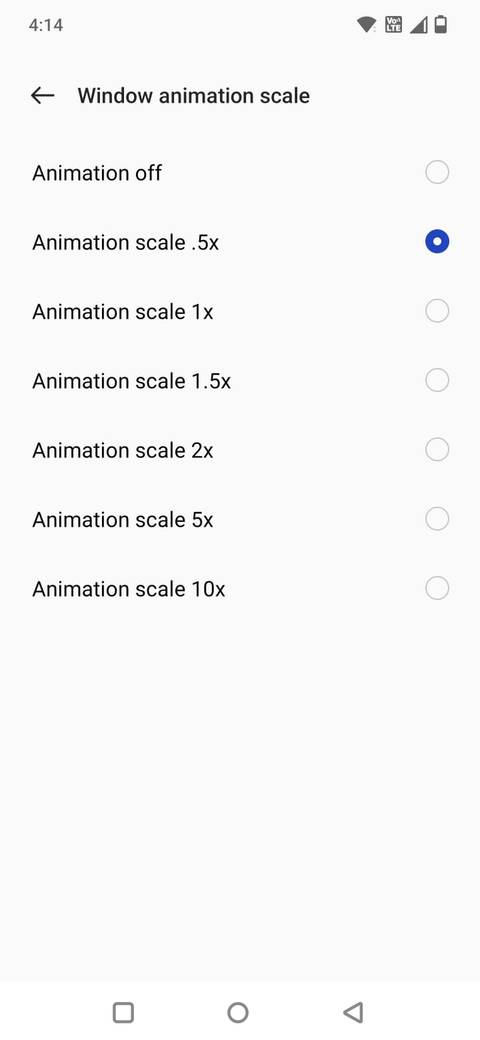Screenshot showing the window animation scale