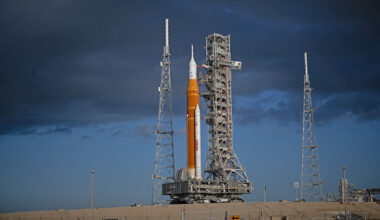 NASA's SLS rocket on the launch pad