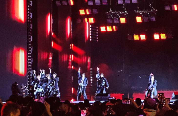 BTS performs during their comeback concert in Gwanghwamun in central Seoul, March 21. Reuters-Yonhap