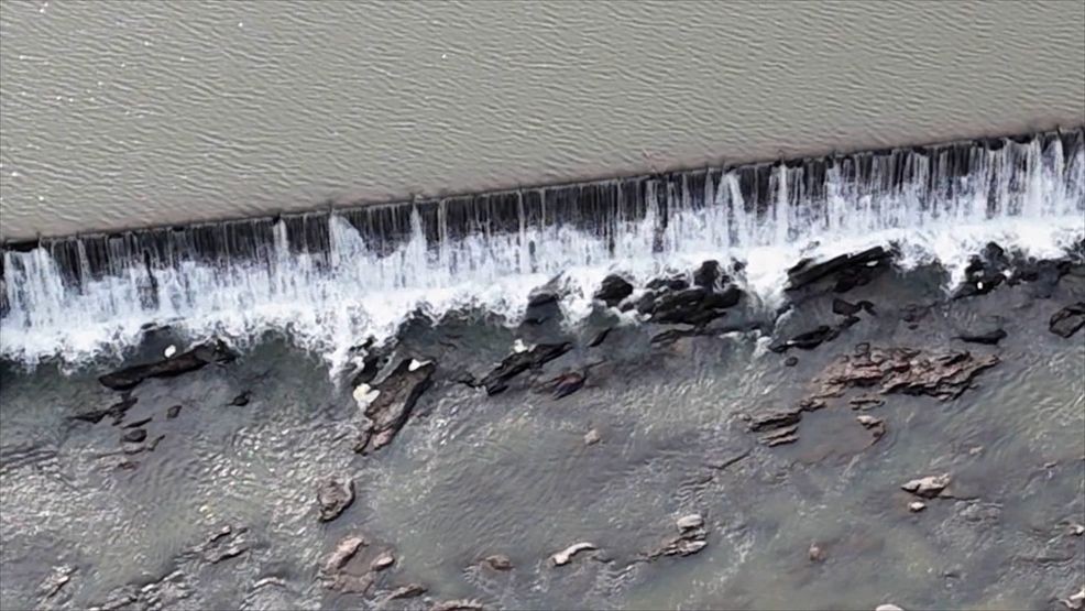 MARCH 11, 2026 - The future of the Craggy Dam along the French Broad River in Woodfin is now under discussion as a coalition of environmental organizations proposes removing the more than century-old structure, saying it could reduce flooding and improve river health. (Photo: WLOS Staff)