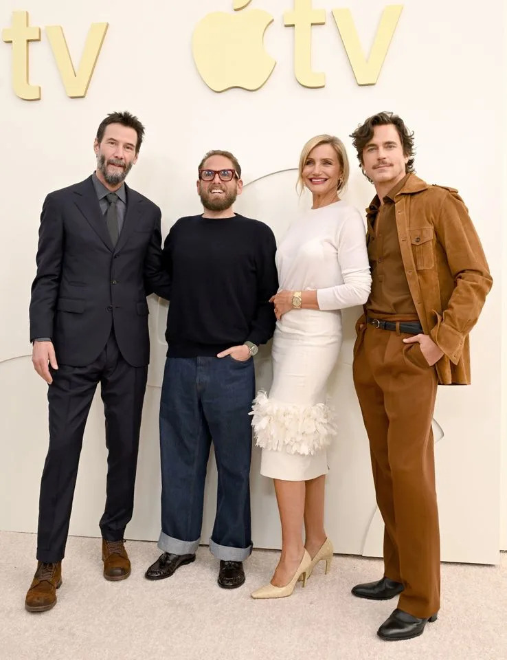 Keanu Reeves, Jonah Hill, Cameron Diaz, and Matt Bomer on February 3.Credit: Getty Images