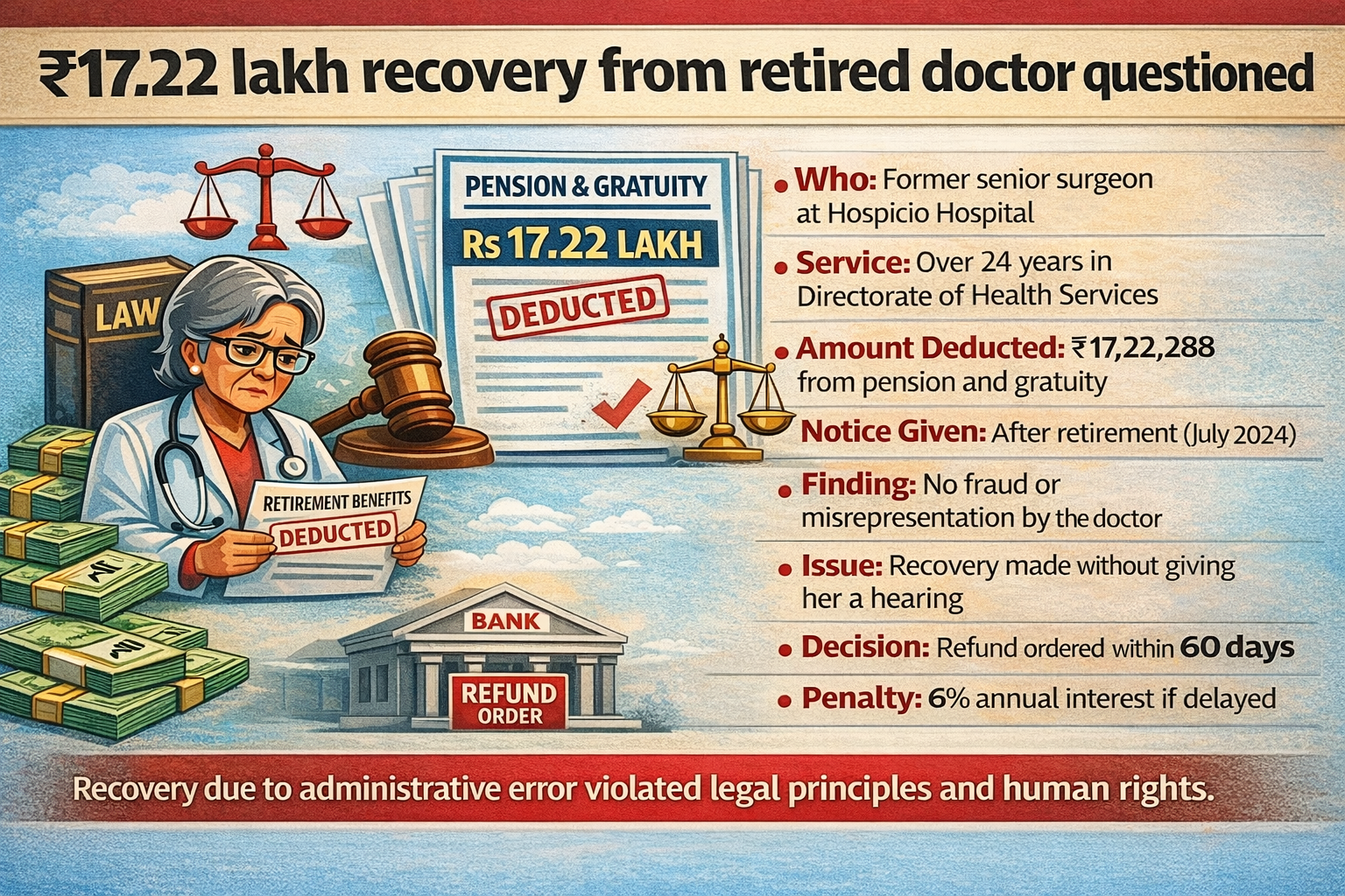 GHRC asks govt to refund Rs 17.22 lakh deducted from retired doctor