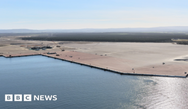 An aerial view of Ardersier Port in the Highlands.