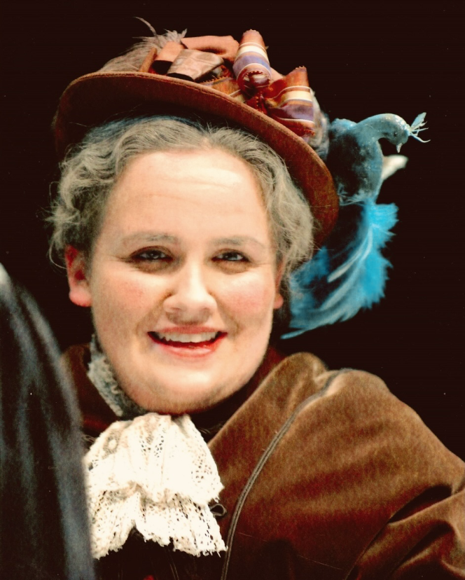 Jessica Gunning in period costume at Rose Bruford Acting school.