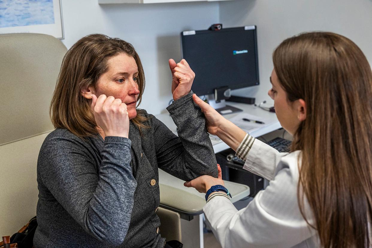 A patient with MS during testing and a doctors appointment on Feb. 23, 2026 at the Cleveland Clinic. (Marty Carrick / Cleveland Clinic)