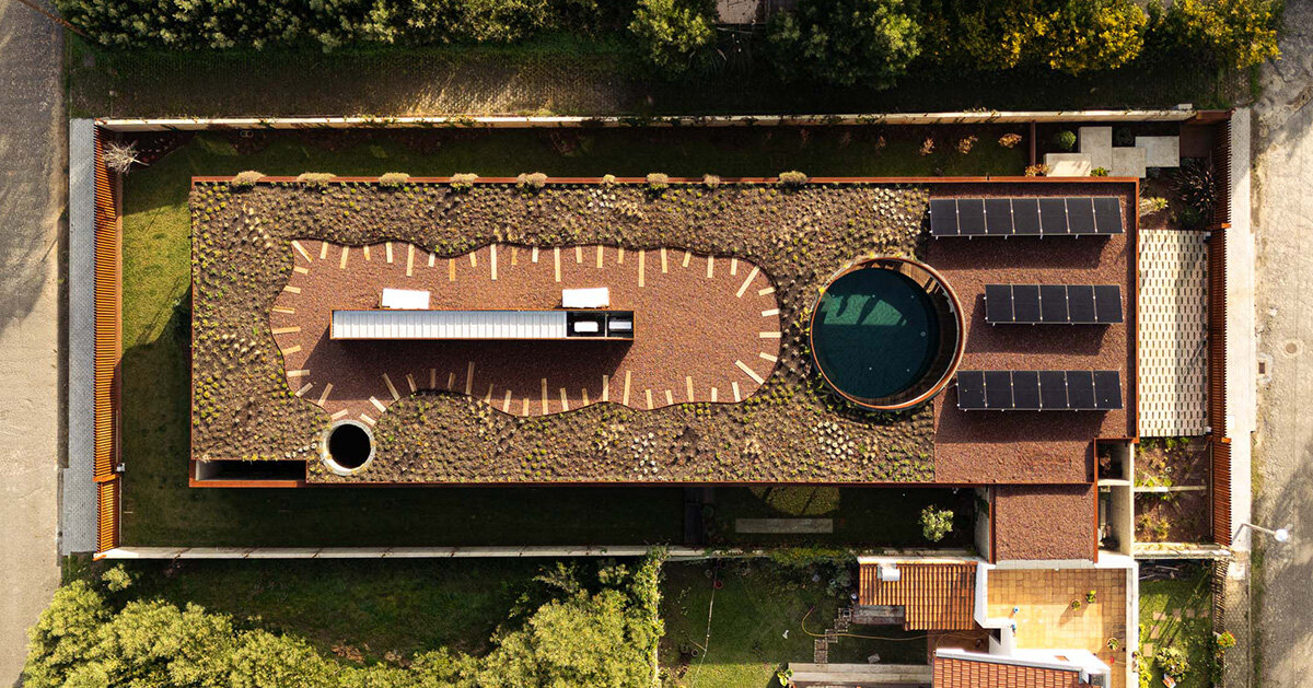 courtyard pool opens house by pedro henrique to sky and light in portugal