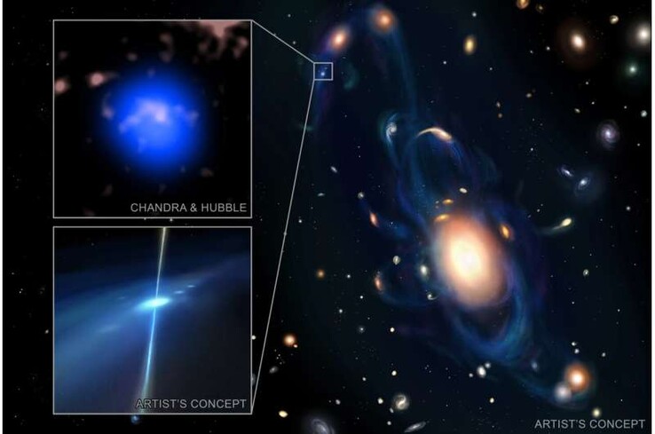 An artist's illustration showing the collision between these two neutron stars.