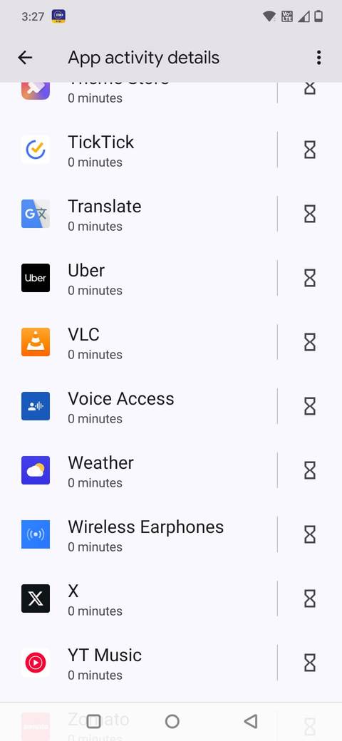 Screenshot showing the apps under App activity details