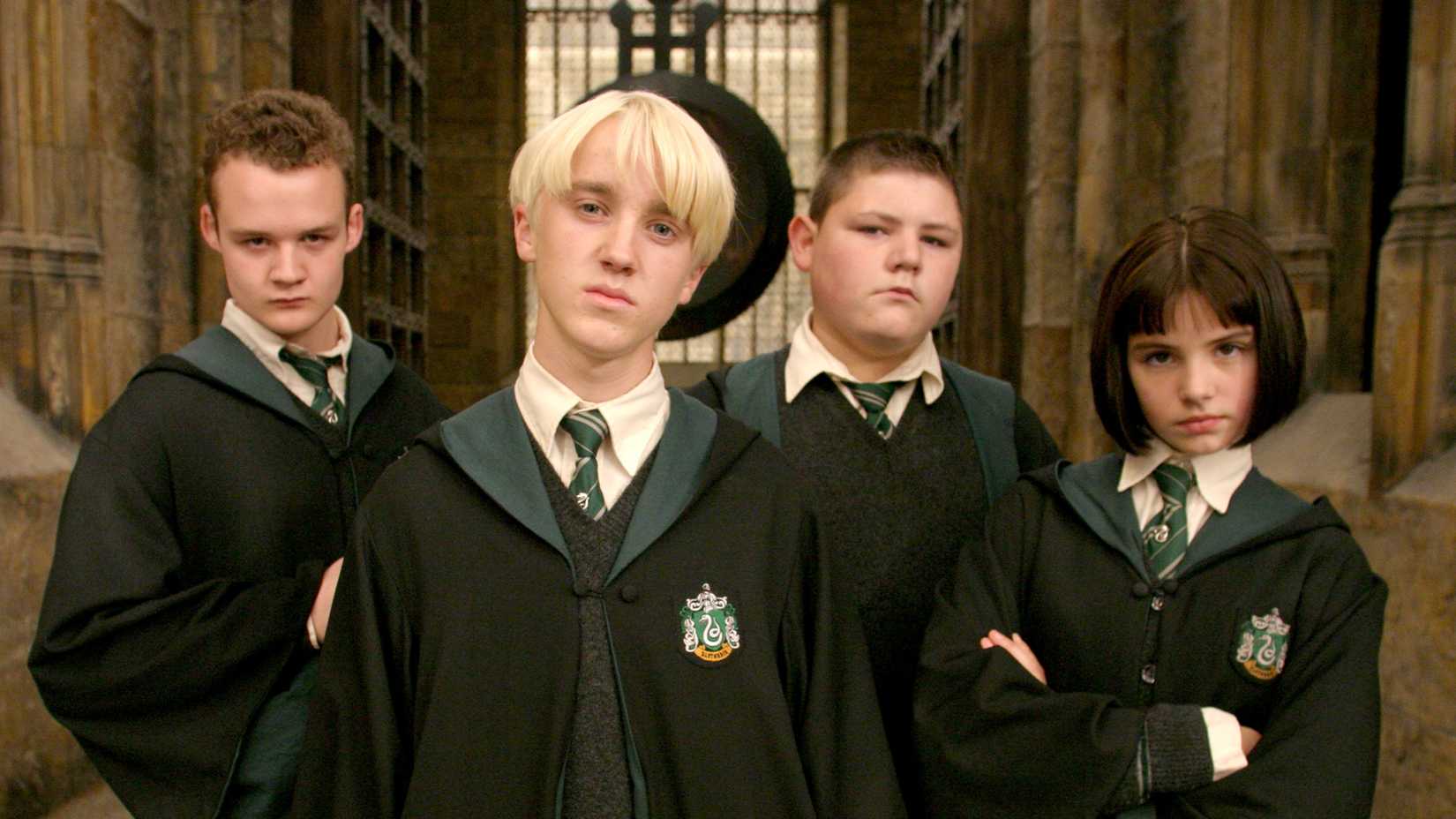 Draco Malfoy with other Slytherins in Harry Potter