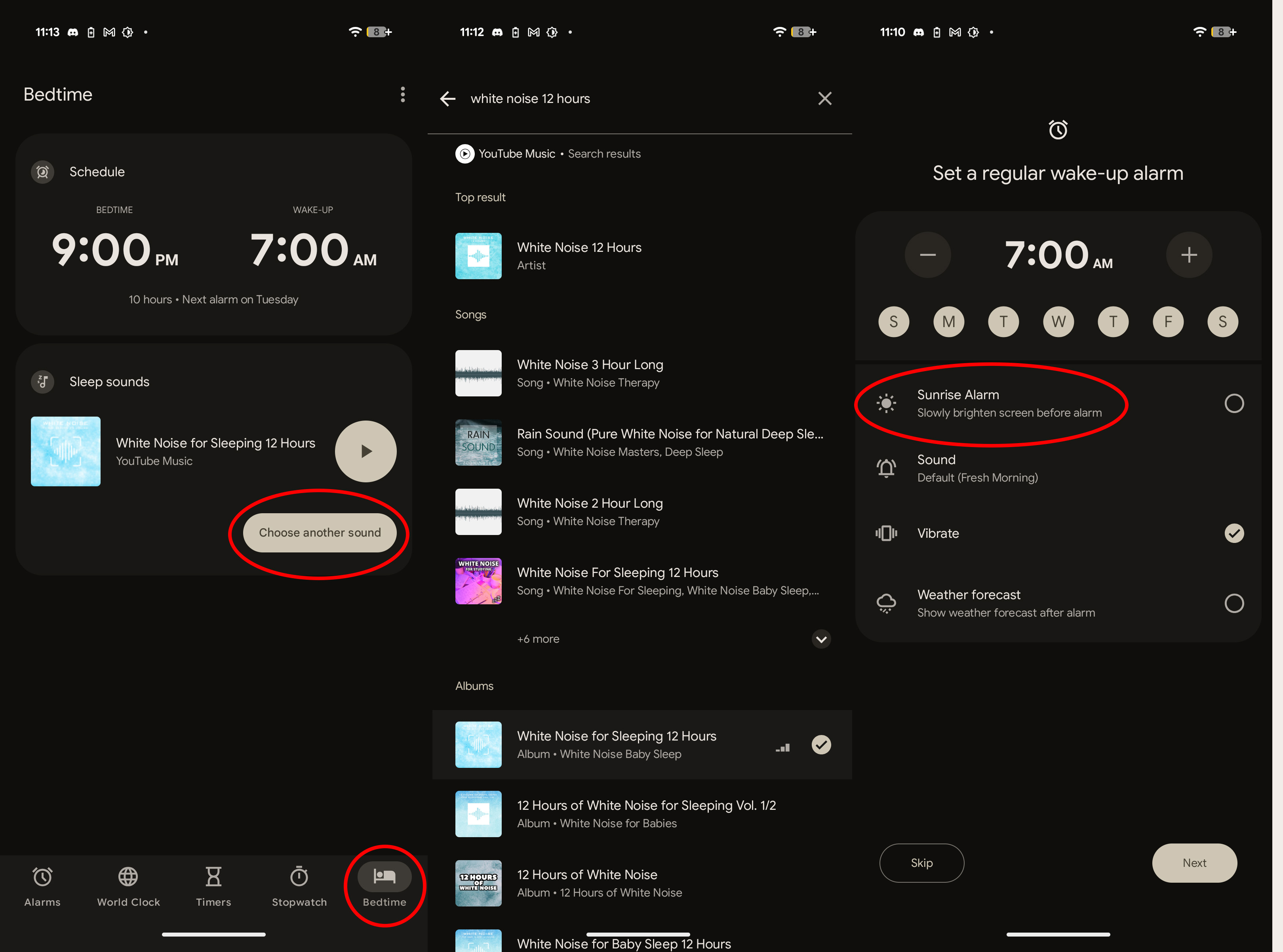 Enabling the bedtime alarm on a Google Pixel running Android 16
