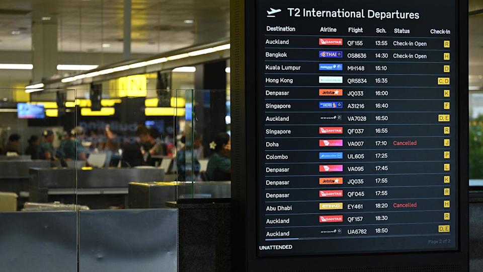 International departure flights