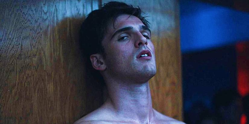 Nate Jacobs (Jacob Elordi) leaning his head against a drawer in Euphoria season 1.