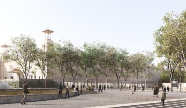 Rendered image of the architectural project of the Palau Victoria Eugenia