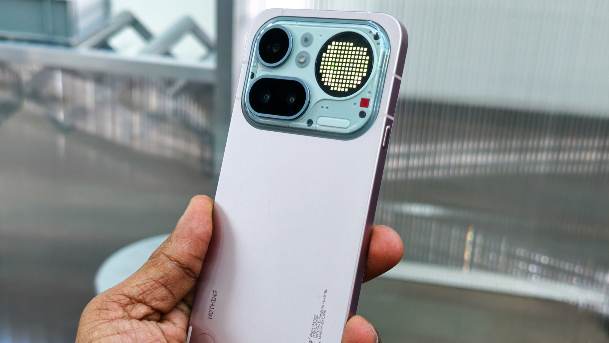 Nothing Phone 4a Pro Pink from the launch in London