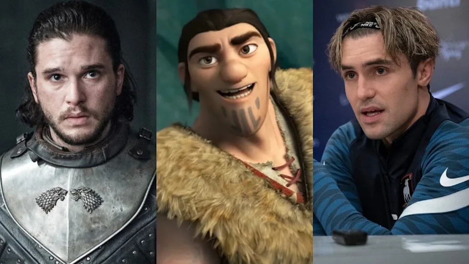  From left to right: Kit Harington in Game of Thrones, Eret in How To Train Your Dragon 2 and Phil Dunster in Ted Lasso. . 