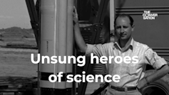 Frank Malina beside a rocket