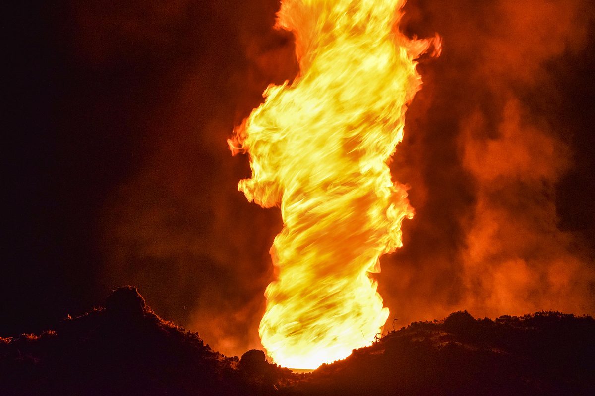 A dramtic swirling tornado of flame.