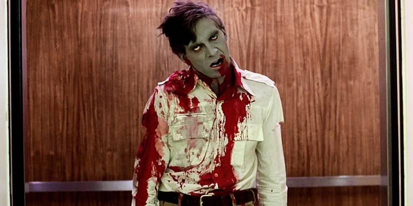 Flyboy (David Emgee) as a zombie in an elevator in 'Dawn of the Dead'