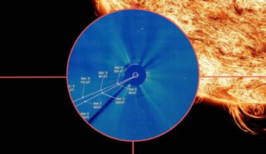 image showing comet maps in the crosshairs and the sun behind.