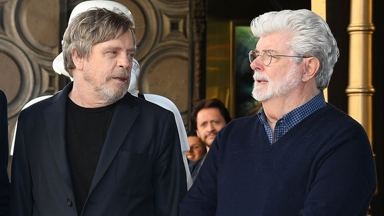 Mark Hamill and George Lucas talking to each other