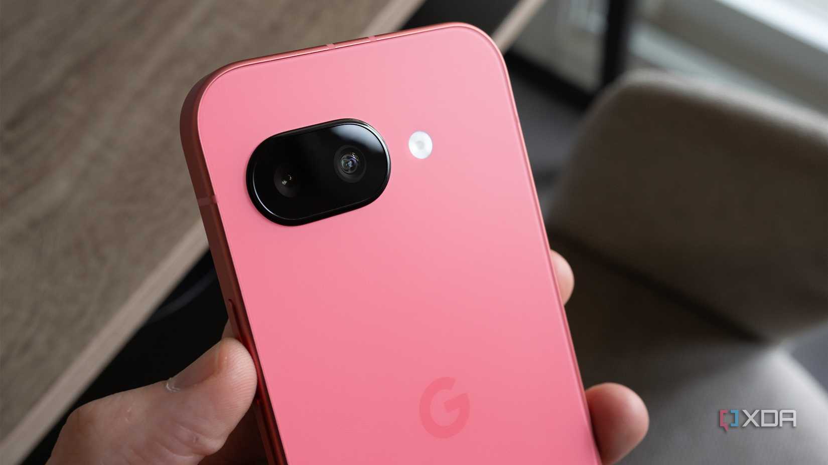 The pink Google Pixel 9a