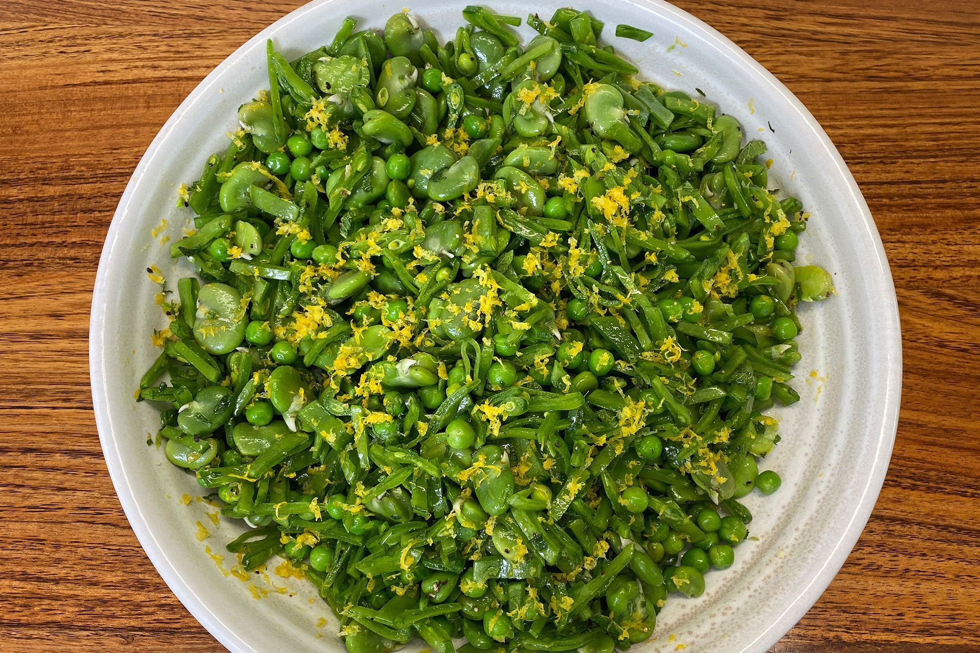 Hayden Quinn’s broad bean, pea, snow pea and mint salad