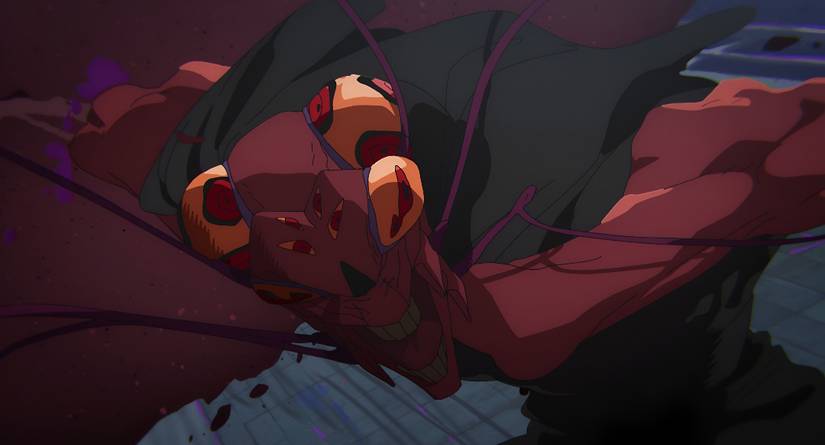 A giant cockroach cursed spirit grins at the camera in Jujutsu Kaisen