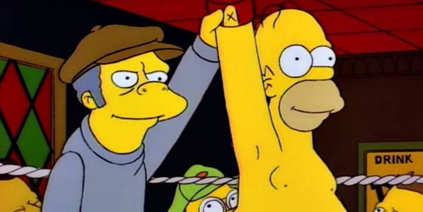 Homer and Moe in the boxing ring in The Simpsons