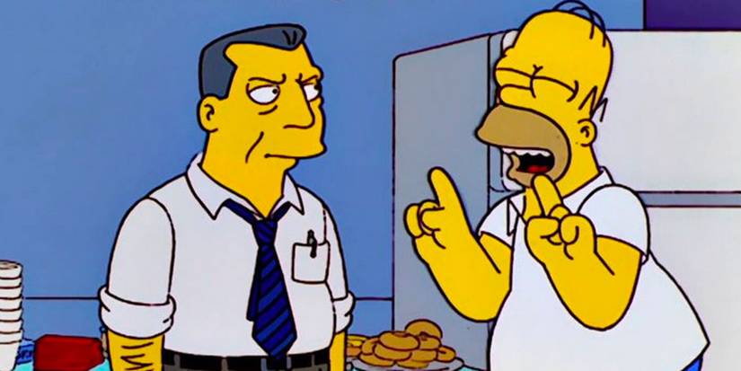 Homer talks to a journalist in The Simpsons