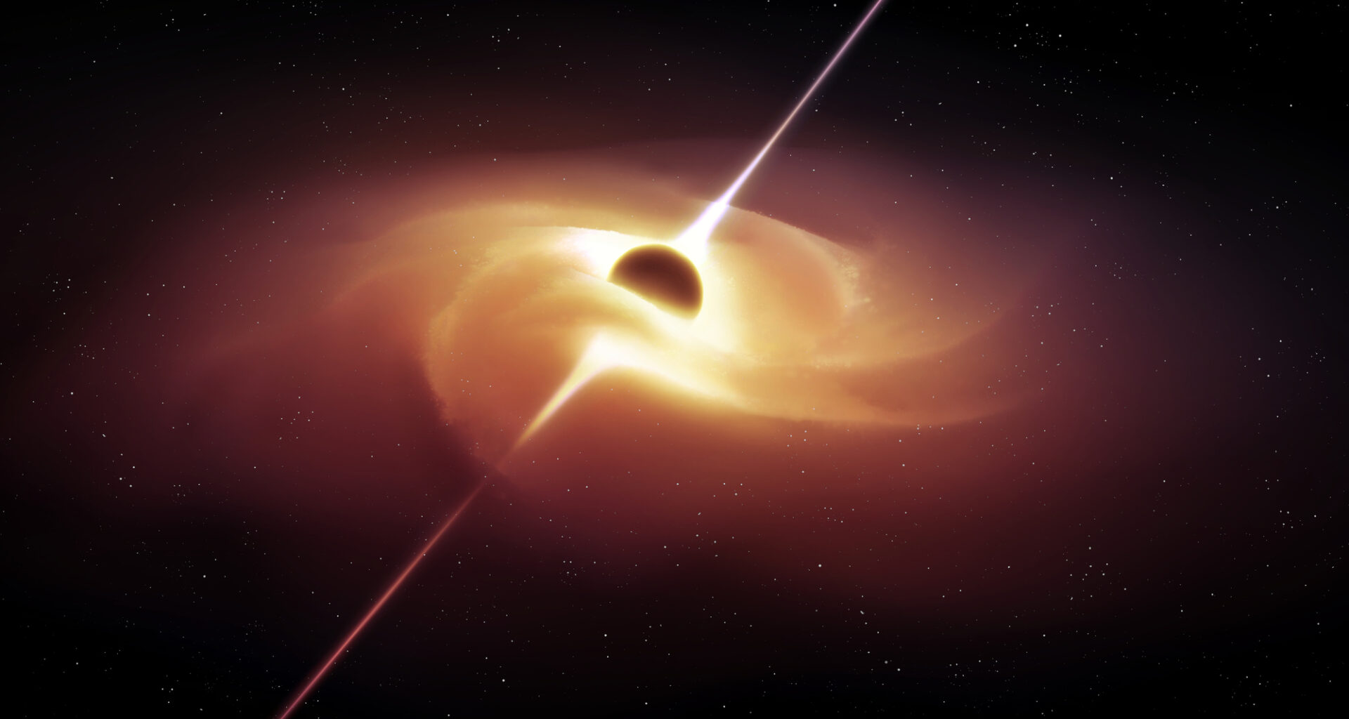 Quasar with energetic jets. Galactic nucleus with supermassive black hole.