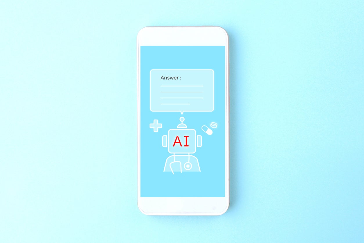 An AI doctor giving a diagnosis on a smartphone