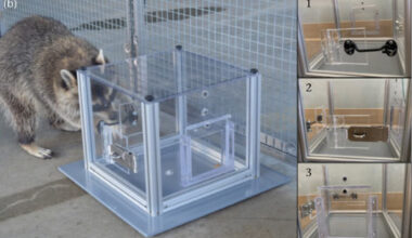 Multiaccess puzzle box with easy (a), medium (b) and hard (c) solutions. Image credit: Griebling et al., doi: 10.1016/j.anbehav.2026.123491.