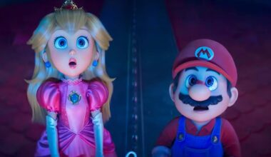Princess Peach and Mario in The Super Mario Galaxy Movie