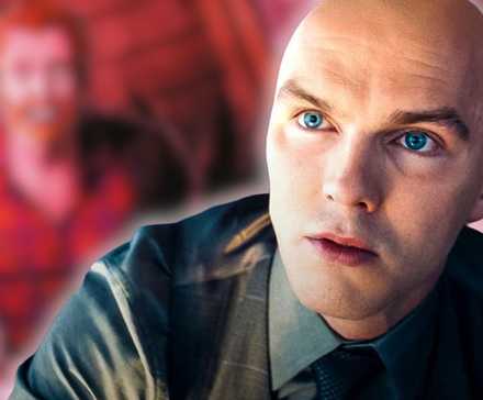 Lex Luthor from Superman (2025) with comic blurred background